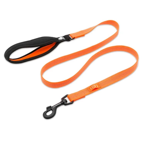 Hundeleine in orange mit reflektierenden Streifen