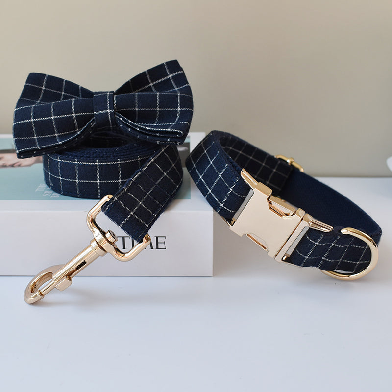 Gentleman Blue-Navy Hundehalsband-Set